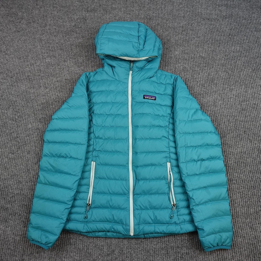 Patagonia Down Sweater Hoody Jacket Womens Small Blue Puffer Full Zip 84711